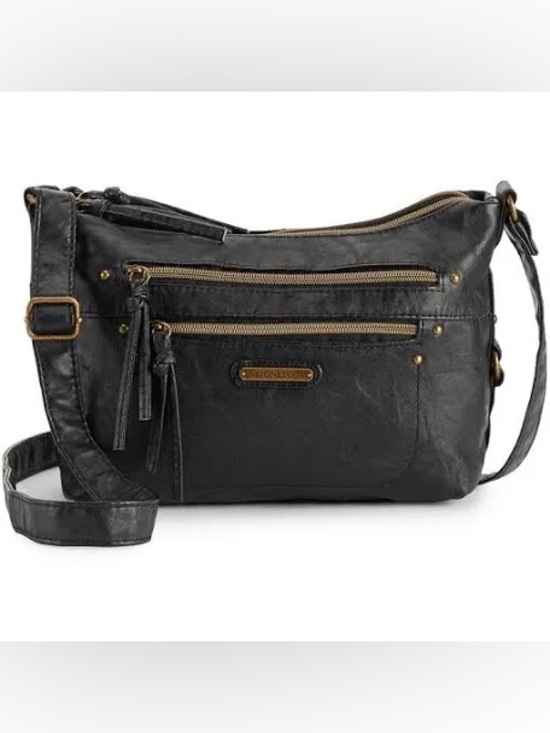 Stone & Co. Handbags - Stone & Co. Black -Leather Crossbody with Gold Hardware